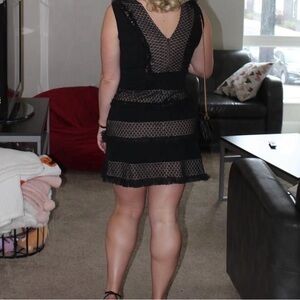 Black Mesh Striped Dress